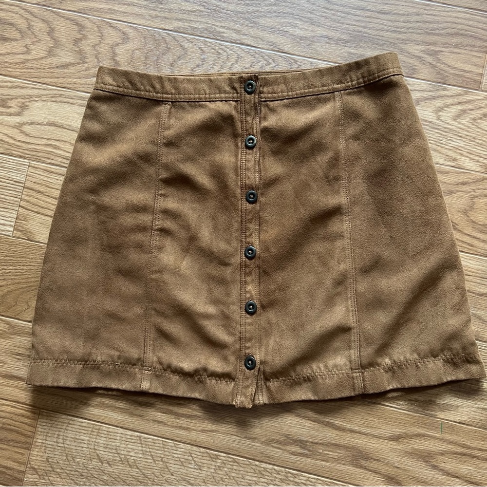 Hollister Brown Suede Button Front skirt size 7